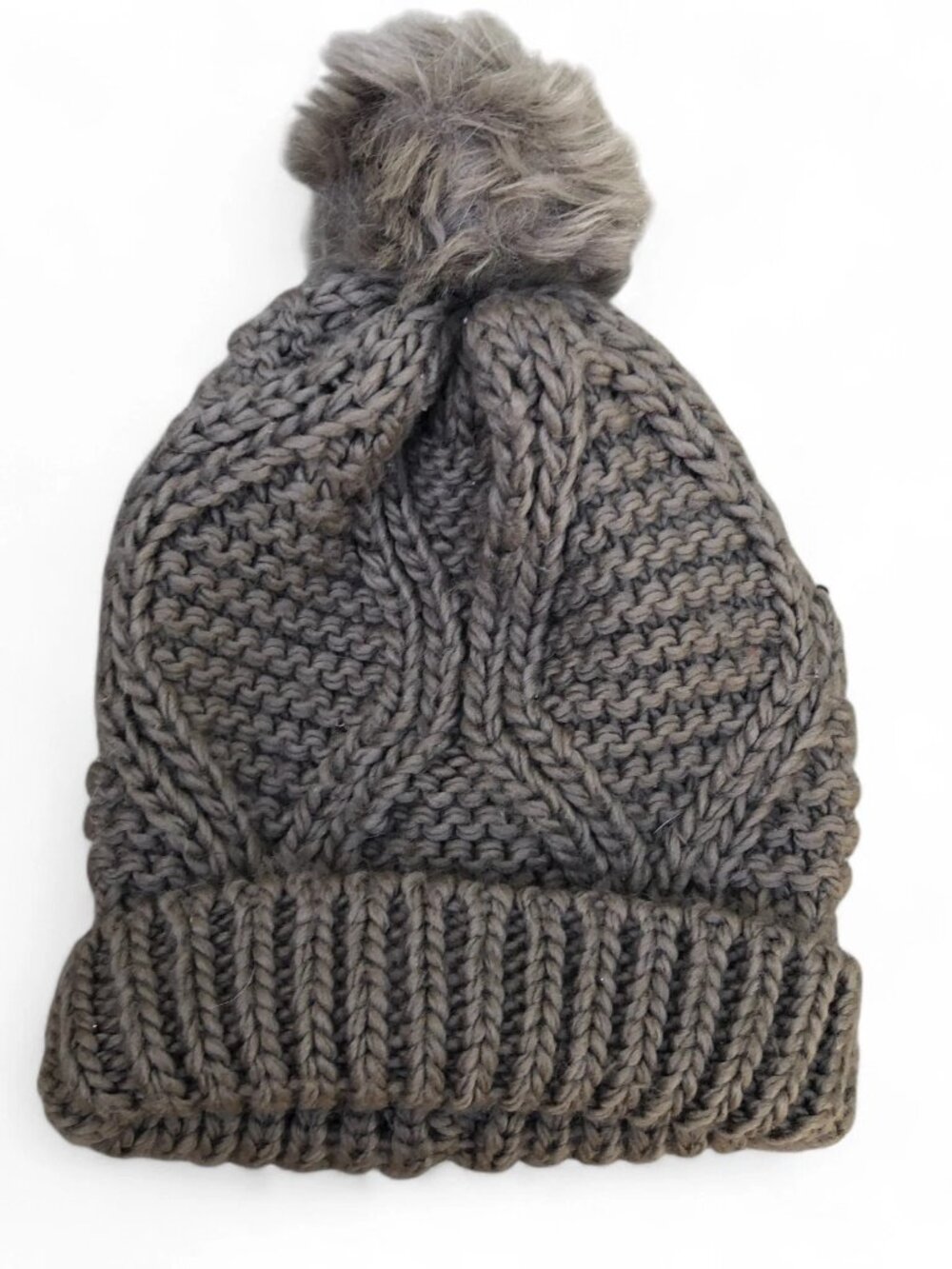 MINICCI Winter Pom Beanie Hat Women's One Size Brown Cuffed Cap